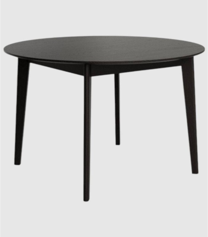 Large round black oak table Aura