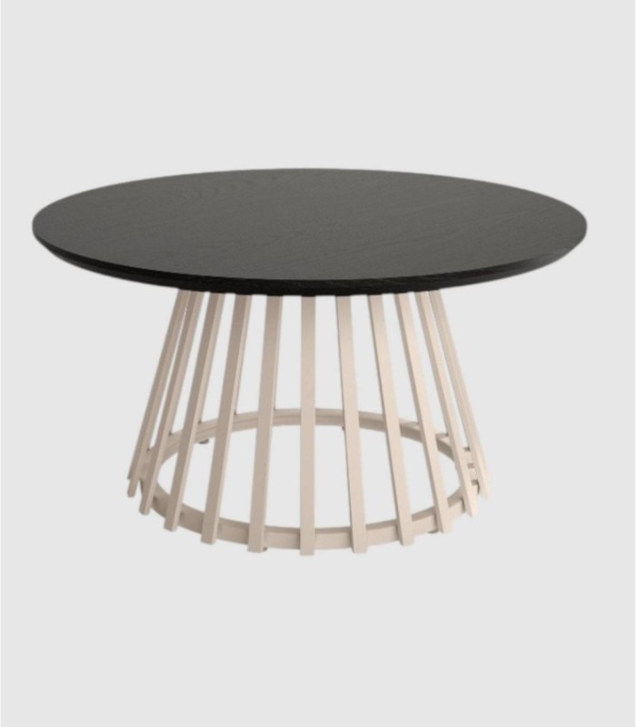Large Sahara round ivory black coffee table