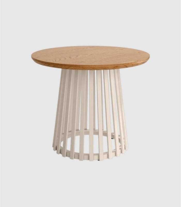 Small round Sahara oak ivory coffee table