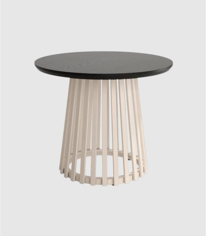 Small Sahara round ivory black coffee table