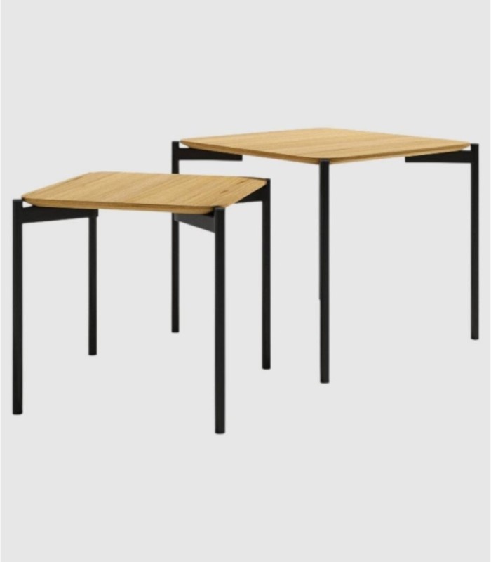 Set van 2 vierkante Java eiken tafels