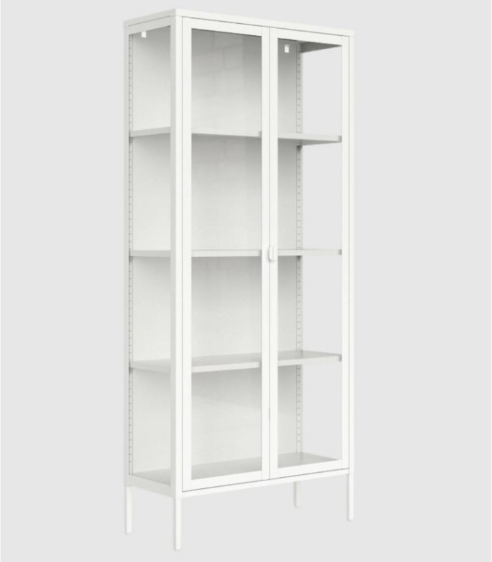 Titania grote crèmekleurige glazen vitrine