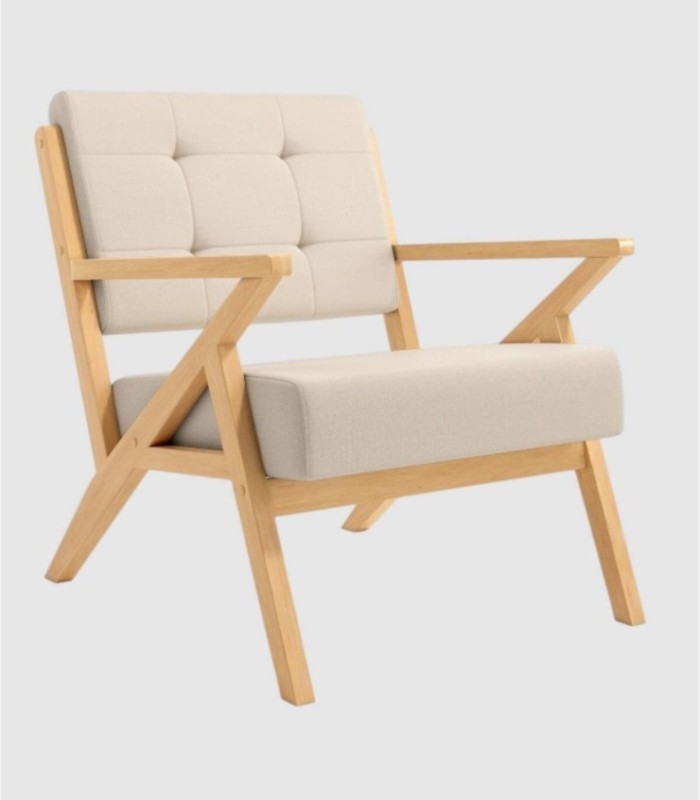Sakura Licht Zandkleurige Houten Fauteuil