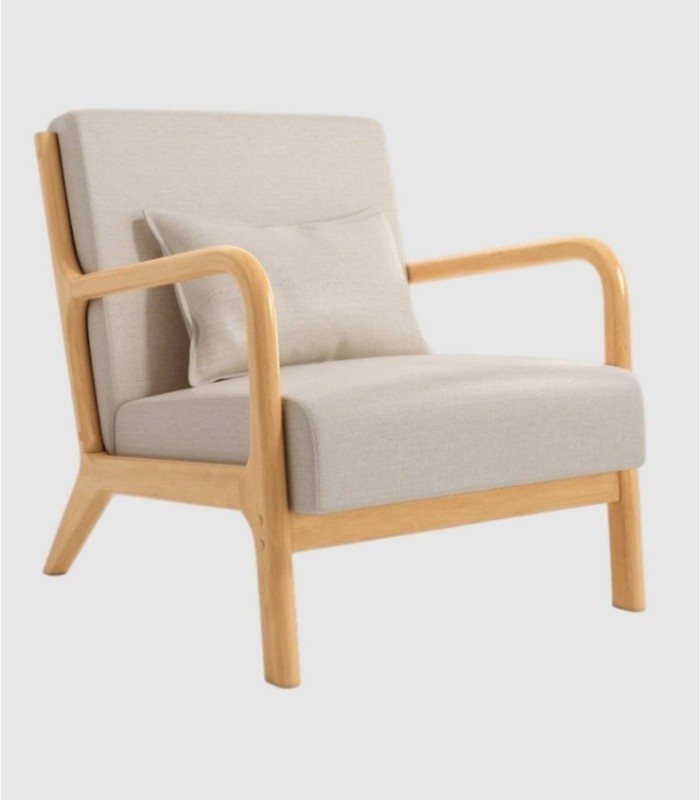 Lichte parelmoer houten fauteuil Ume