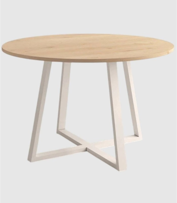 Grote ivoorkleurige eikenhouten tafel Lugano