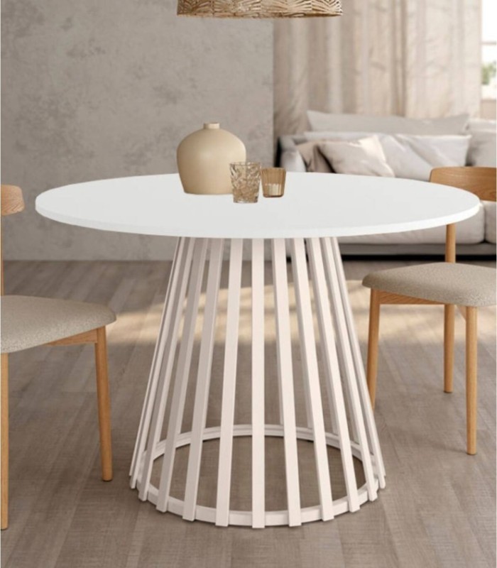 Delta round ivory white table