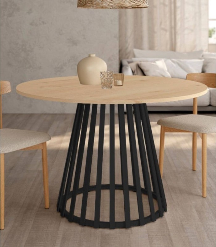 Delta round black oak table