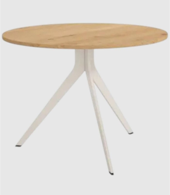Grote ronde tafel van ivoorkleurig eikenhout van Orta