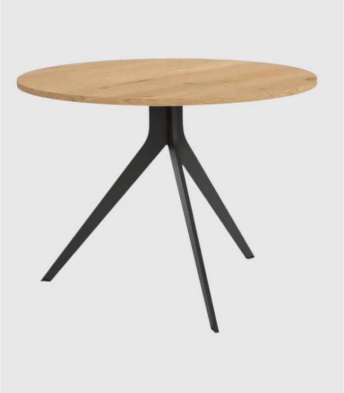 Small round black oak table Orta