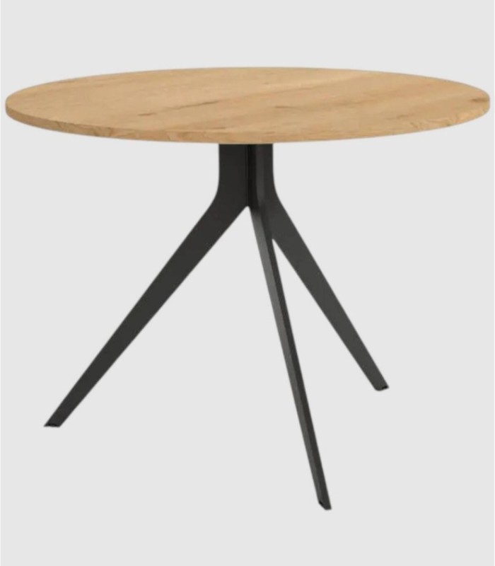 Large round black oak table Orta