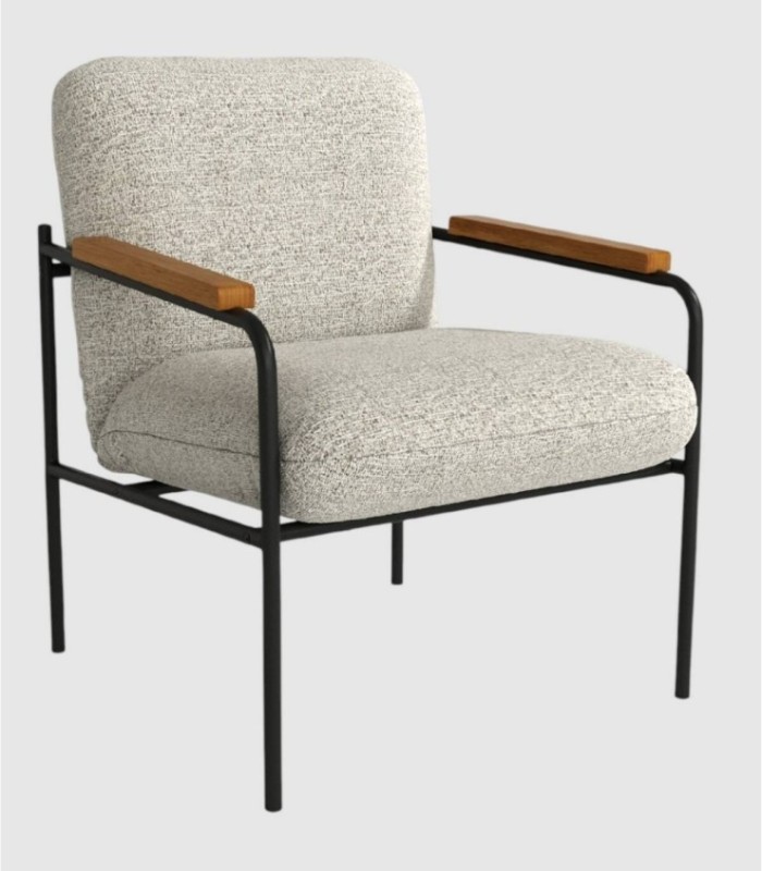 Gestoffeerde fauteuil met aloëhouten armleuningen