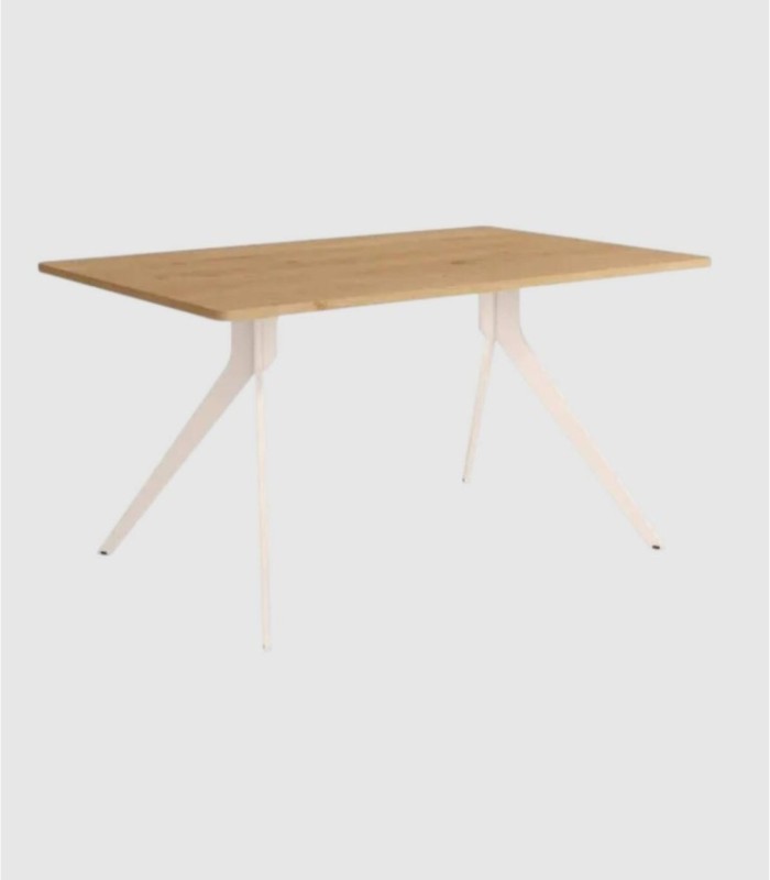 Middelgrote rechthoekige eikenhouten tafel Iseo in ivoorkleur