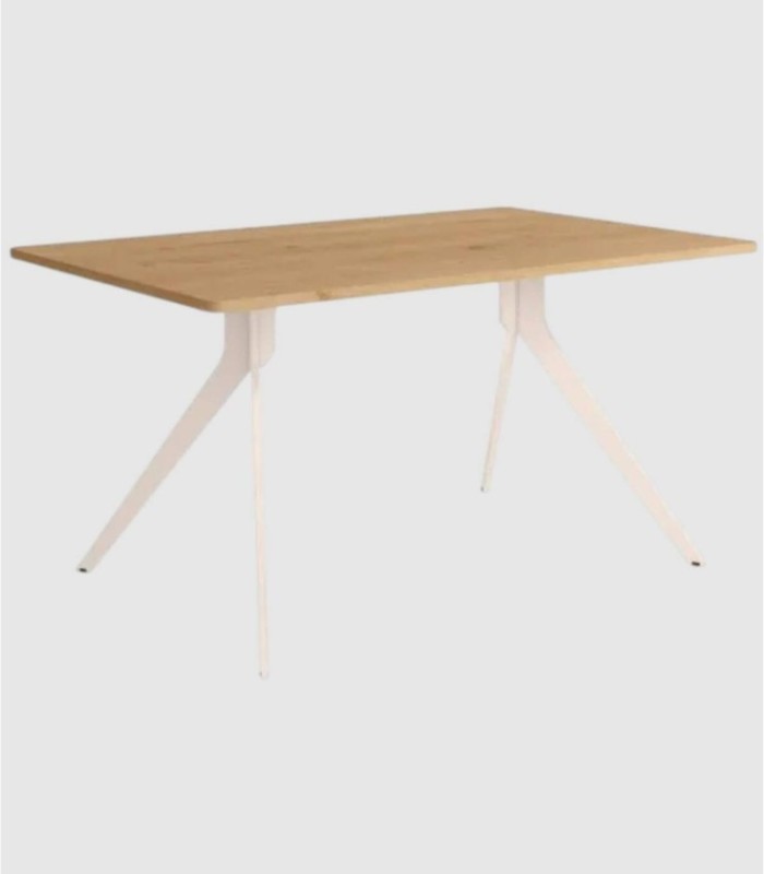 Grote rechthoekige tafel van ivoorkleurig eikenhout, Iseo