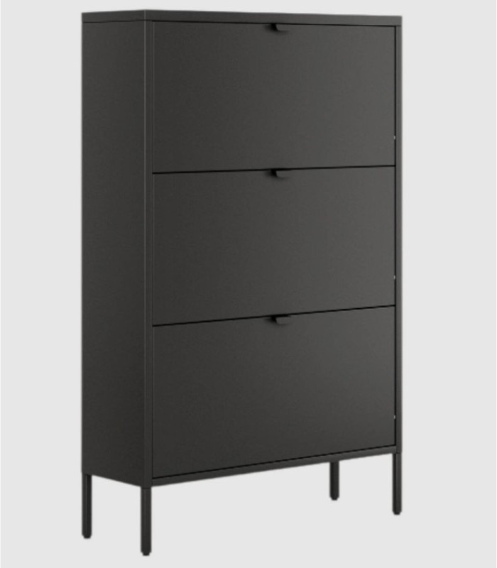 Shoe rack with 3 doors, black, Titania