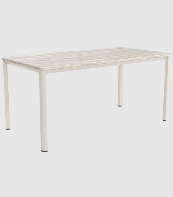 Een grote ivoorkleurige artic rechthoekige tafel