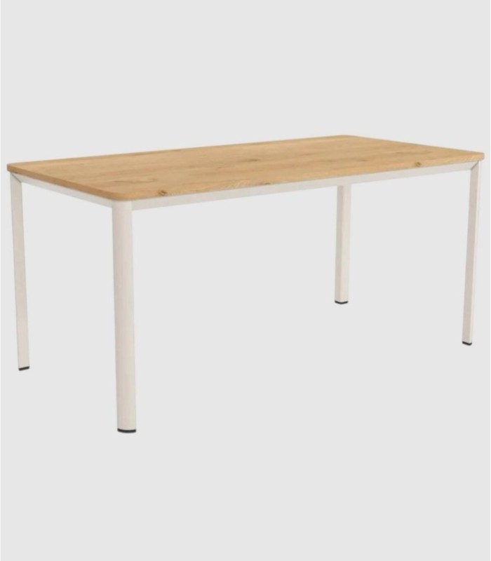 Onea grote rechthoekige tafel van ivoorkleurig eikenhout