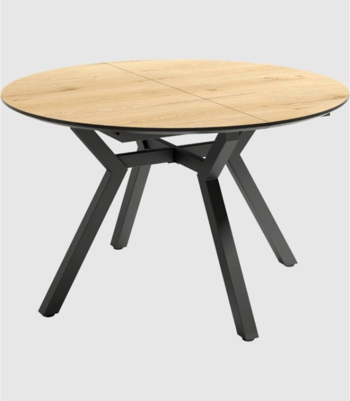 Grote uitschuifbare tafel van Cantabrisch eikenhout.