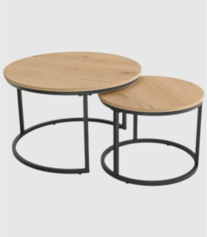 Set van 2 zwarte eikenhouten tafels Huron