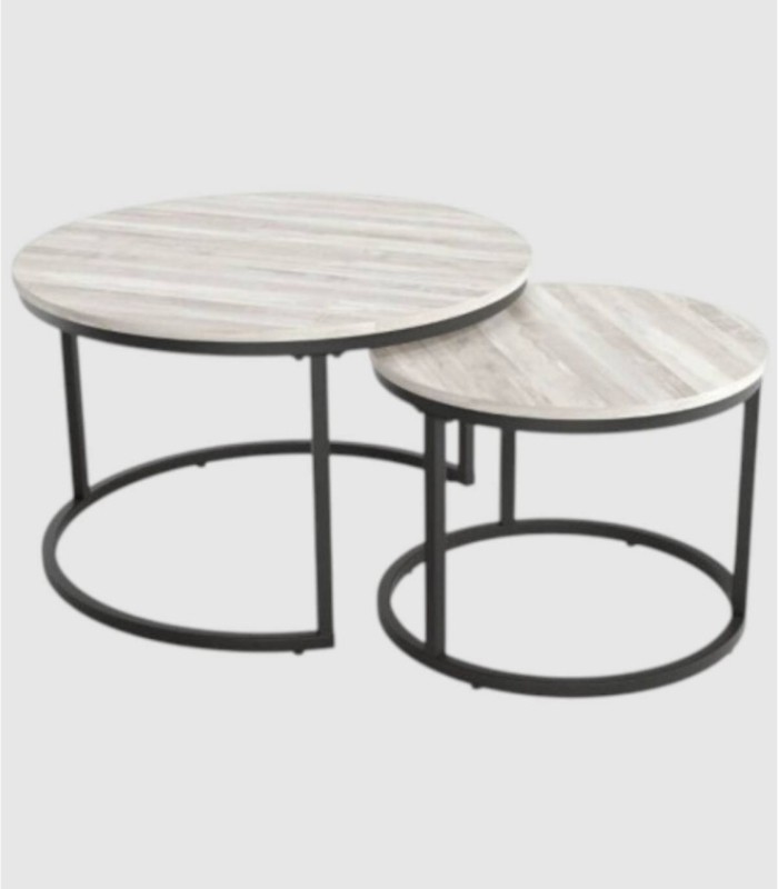 Set of 2 Arctic Black Ferret Tables