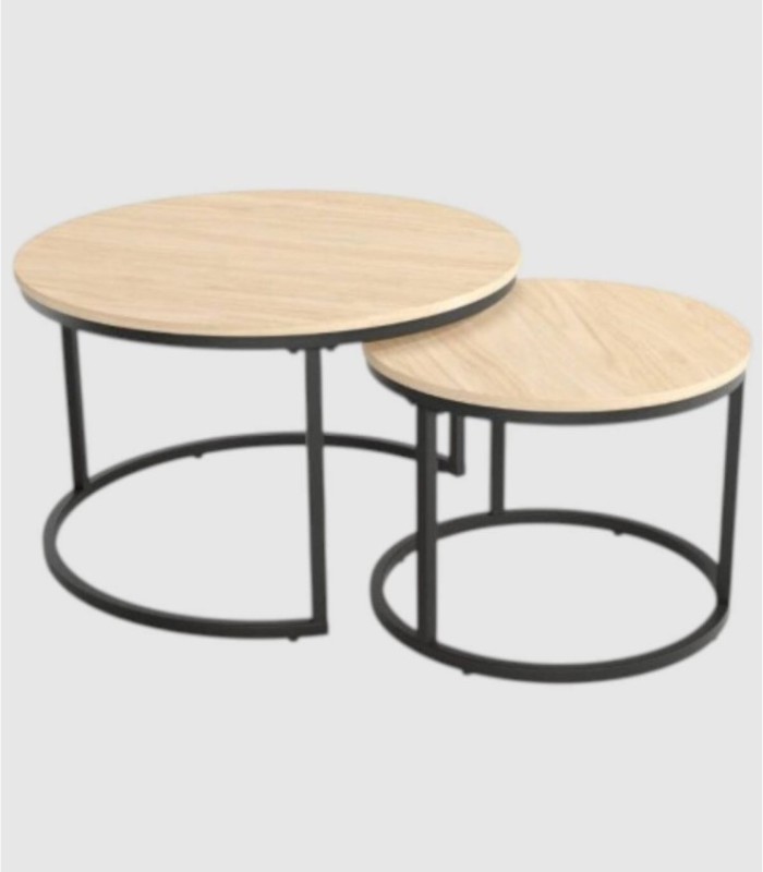 Set of 2 black alpin tables, Huron