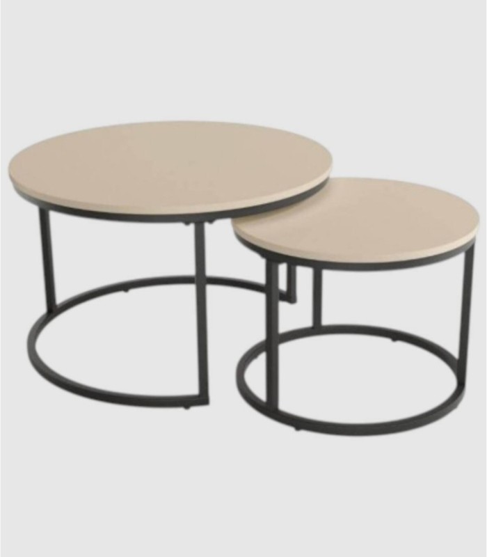 Set van 2 zwarte parelmoer tafels Ferret