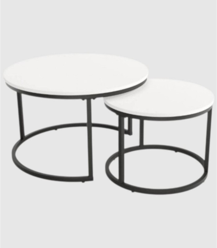 Set of 2 white black tables Ferret