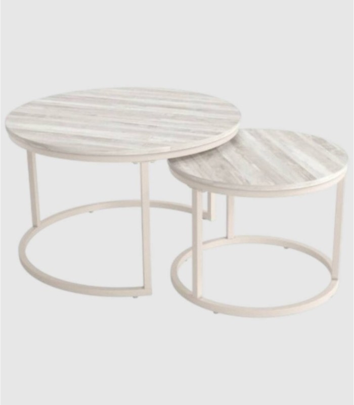 Set van 2 ivoorkleurige tafels Ferret