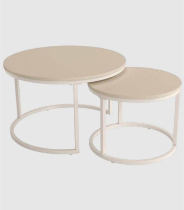 Set of 2 ivory pearl tables Ferret