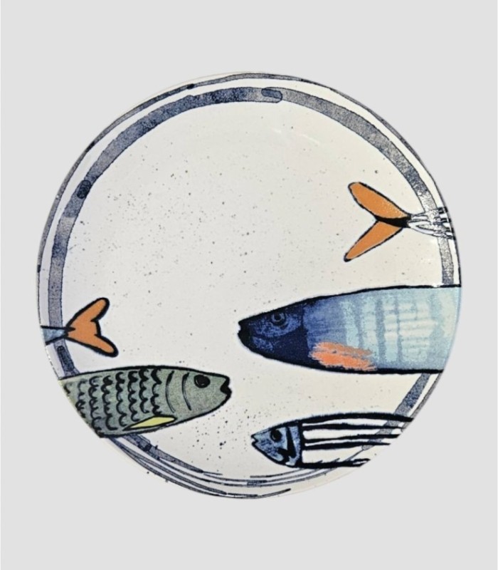 Plato llano con dibujos de pescados grande 2.0