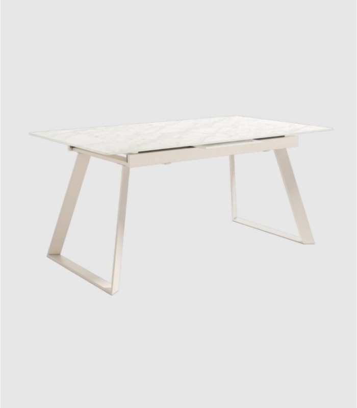 Saona uitschuifbare tafel, klein Carrara ivoor