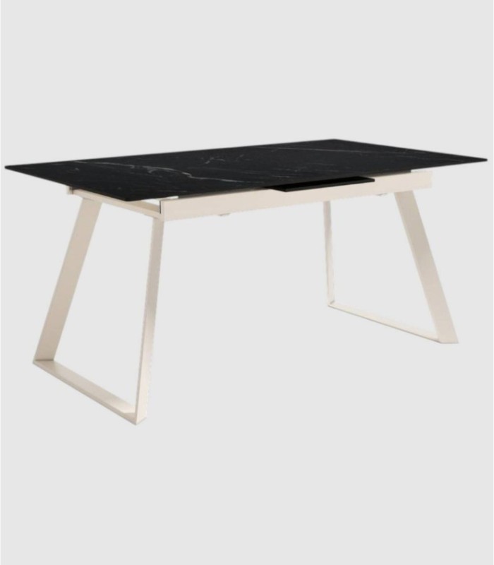 Large extendable Saona table, ivory, Marquina