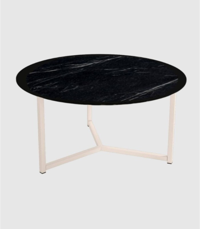 Mesa Balear redonda marfil marquina grande