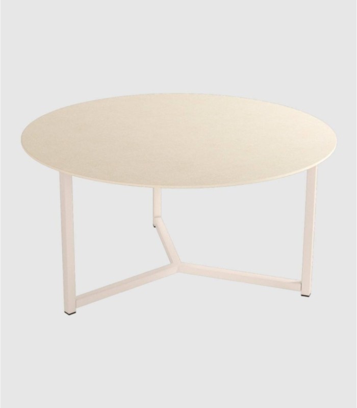 Grote ronde Balearische tafel, ivoorkleurig zand.