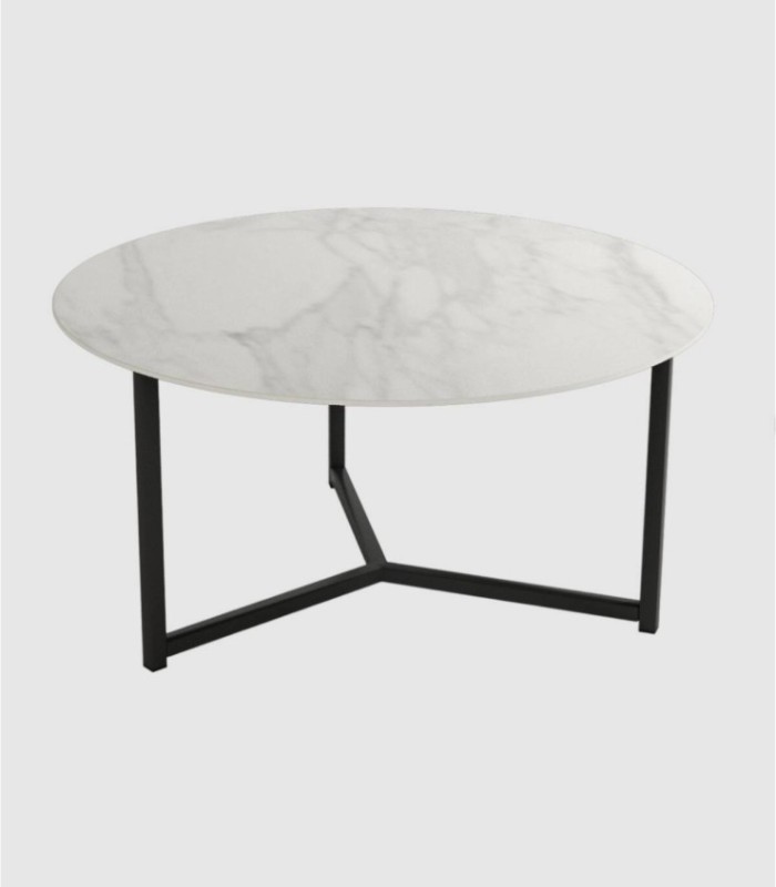 Large round black Carrara Balearic table