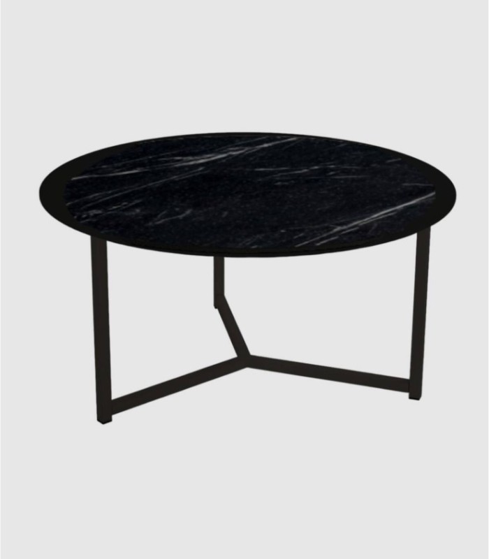 Grote ronde zwarte Balearische tafel, zwarte Marquina