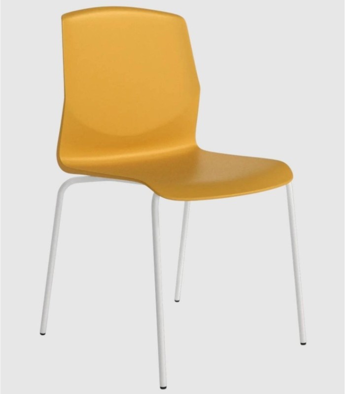 Set van 4 mosterdkleurige Derby-stoelen