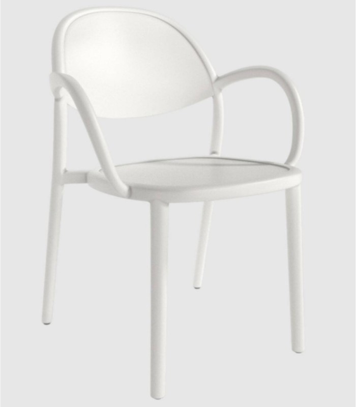 Bora round armchair, white