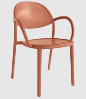 Bora round armchair, red