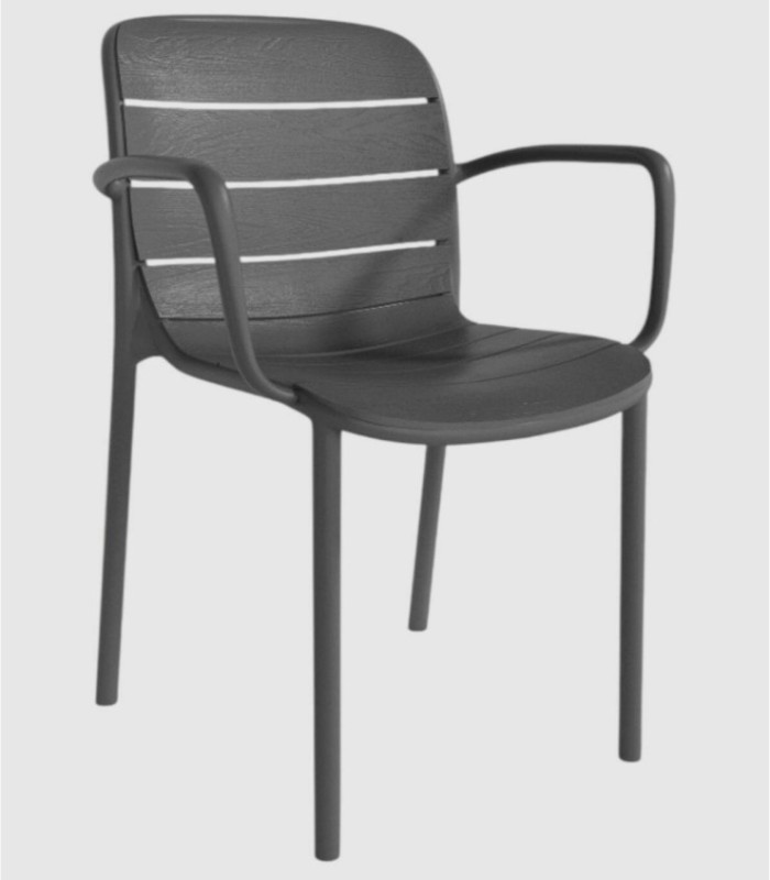 Set van 4 grafietkleurige stoelen uit Cancun