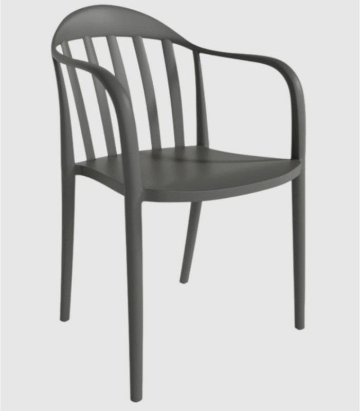 Set van 4 Malibu grafietkleurige stoelen