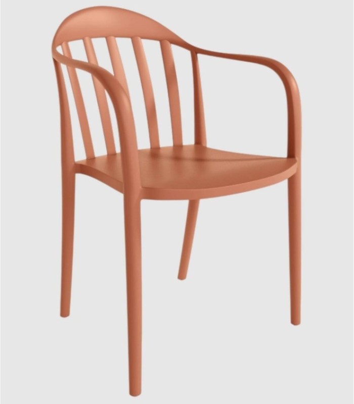 Set van 4 Malibu-stoelen in terracotta.