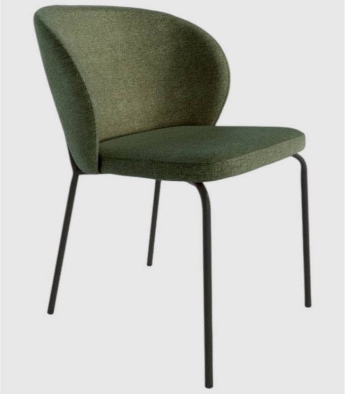 Silla tapizada verde Bergen