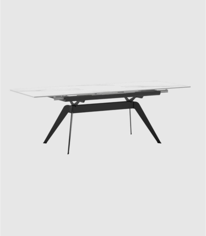 Nuoro rectangular extendable table, black and white