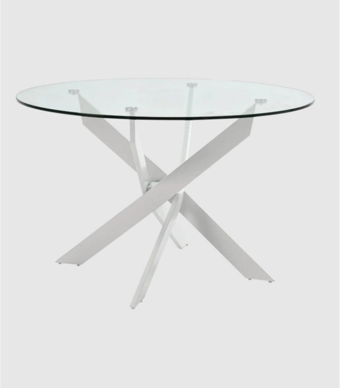 Mesa redonda cristal Zerfod blanco