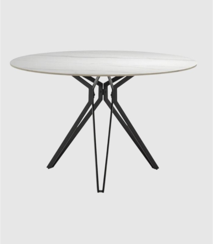 Mesa redonda cerámica Sutim blanco