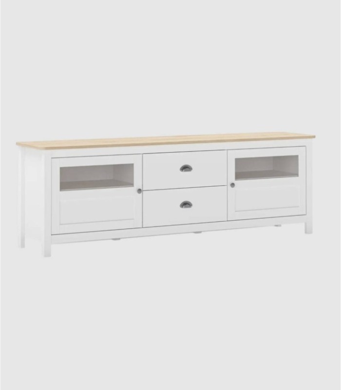 Nampas white TV unit with 2 doors and 2 drawers