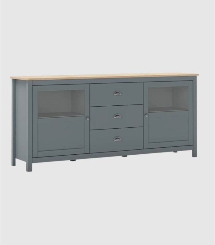 Nampas green sideboard with 2 glass doors and 3 drawers