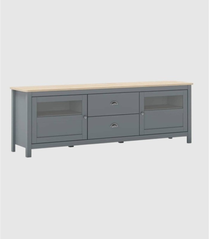 Nampas green TV unit with 2 doors and 2 drawers