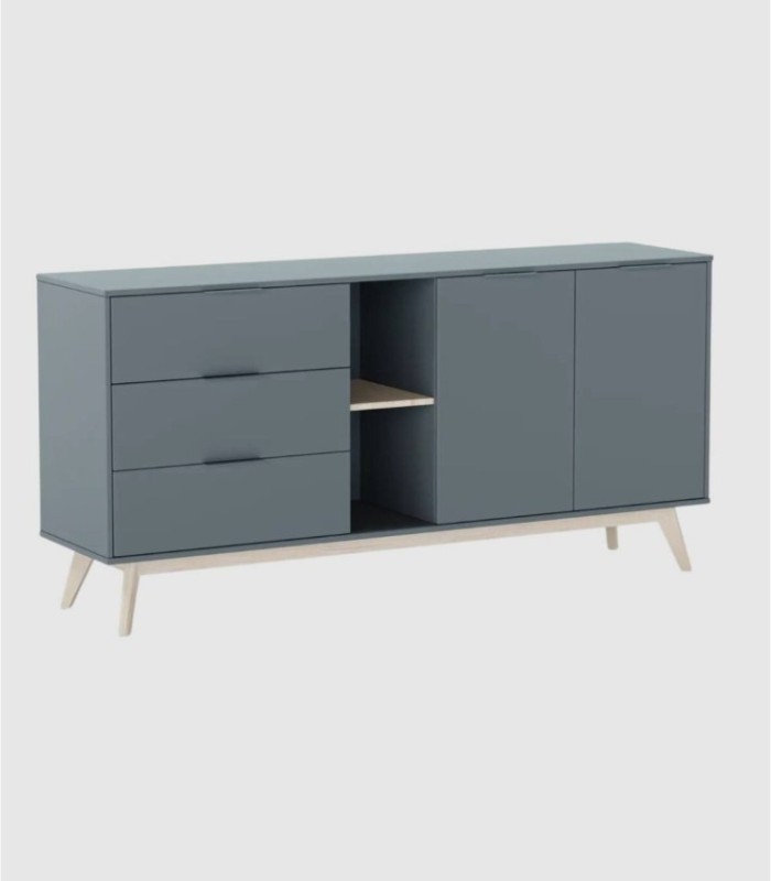 Deibel dressoir met 2 deuren, 3 lades en 2 open schappen.