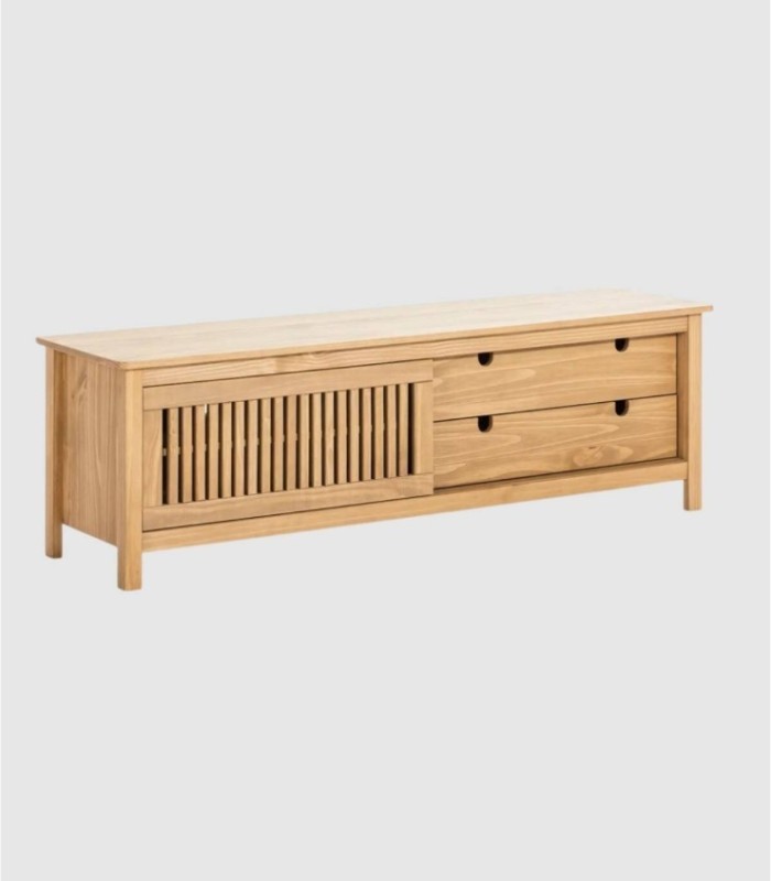 Lanzet wooden TV unit with 2 drawers and 1 door
